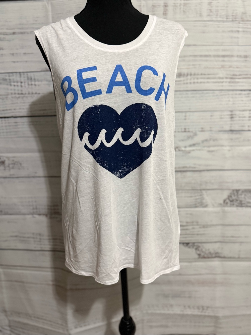 Chaser White Graphic Logo Muscle Tank with Gray Print